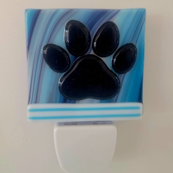 H104 Fused Glass Paw Print Night Light